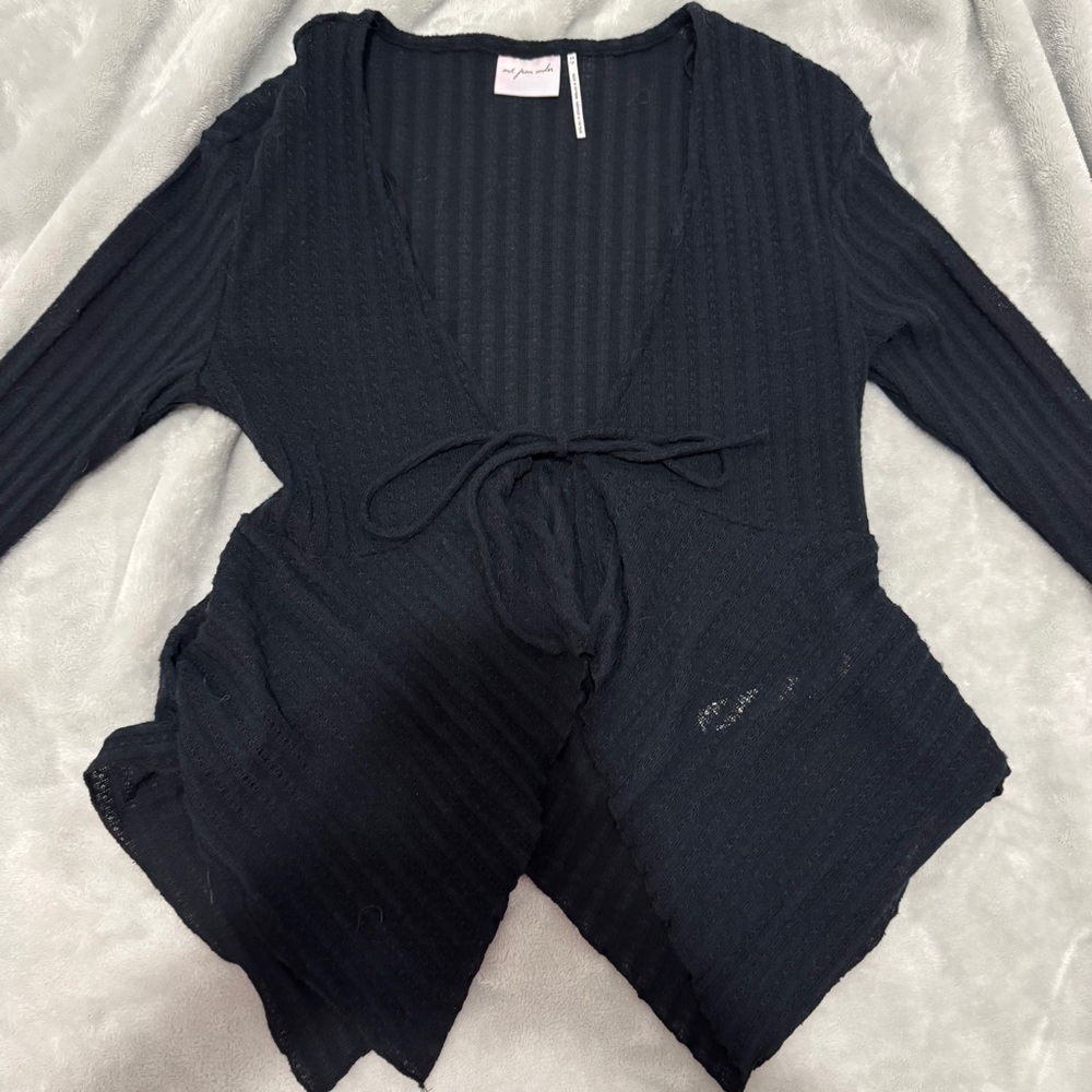 OU tie front knit top